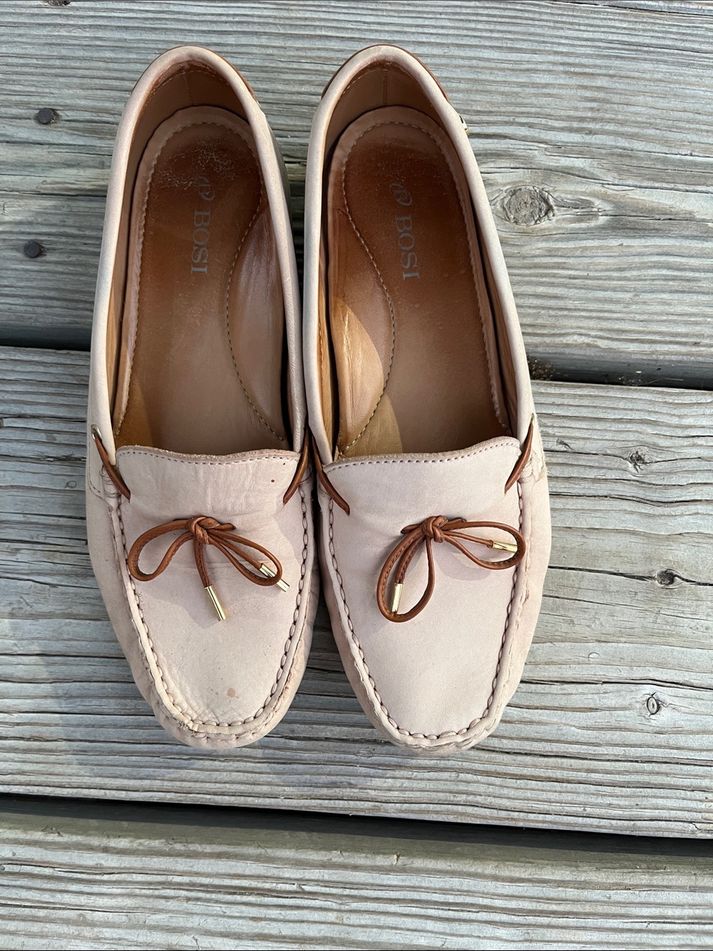Women's Pink Leather Moccasin Loafers — Soft Blush